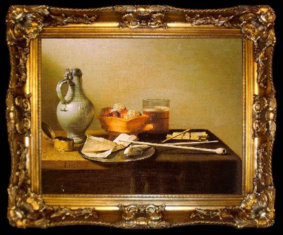 framed  Pieter Claesz Pipes and Brazier, ta009-2